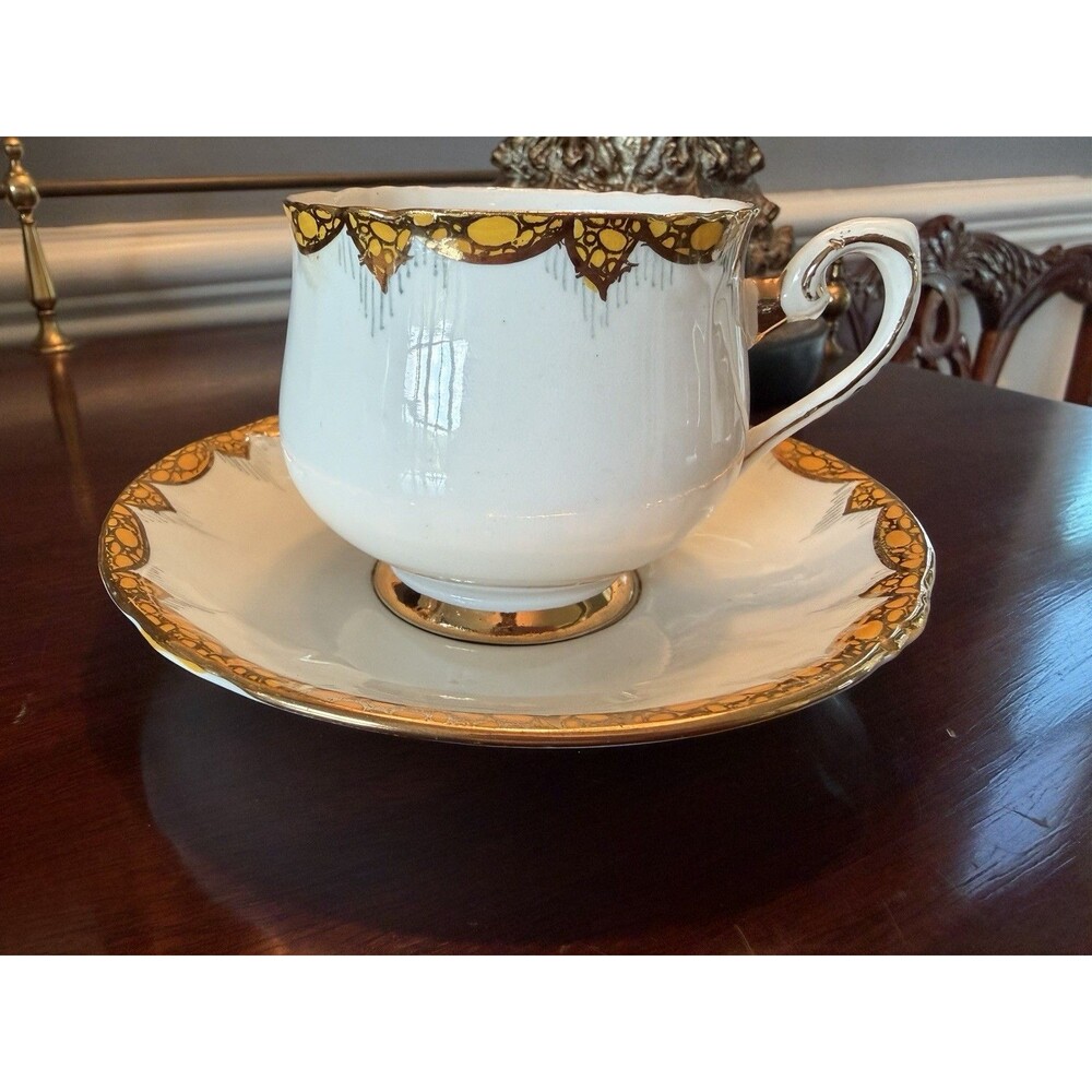 T.F.& S. Ltd Phoenix China Demitasse Tea Cup & Saucer Gold Trim - ENGLAND